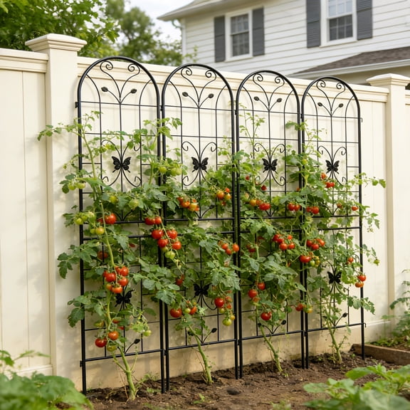 Zateety 4 Pack Metal Garden Trellis 86.7" x 19.7" Rustproof Trellis for Climbing Plants Outdoor Flower Support Black