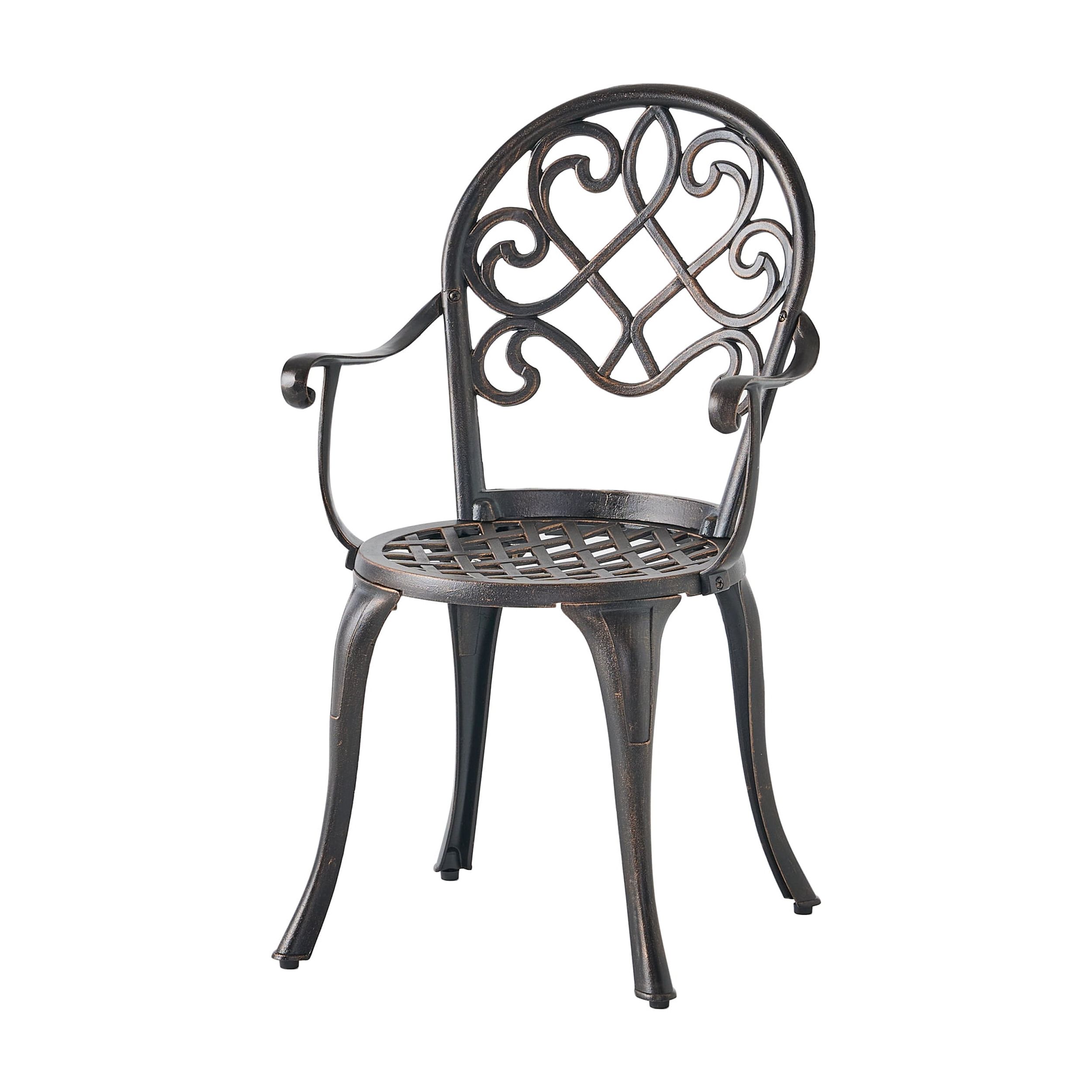 Outdoor 3 Piece Cast Metal Leisure Bistro Set with Ice Bucket, Multi Function Combined Furniture for Patio Garden, Copper