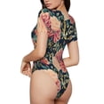 thumbnail image 3 of Balery Rose Flowers Women's Short Sleevee Crew Neck Bodysuit Tops Short Sleeve Tops Basic-Large, 3 of 9