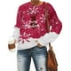 thumbnail image 4 of Pntutb Mujeres Moda Cuello Redondo Navidad Mangas Largas tops Blusa Pullover Sudadera Pntutb Pntutb-5946, 4 of 5