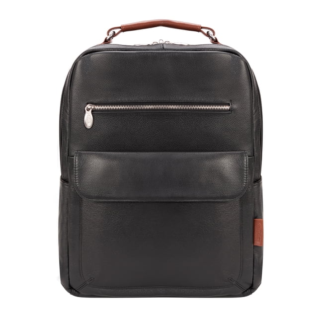 Mochila de cuero McKlein Serie U LOGAN 17 Doble compartimento para computadora portátil y tableta Negro