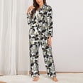 thumbnail image 2 of KLL Abstract Watercolor Print Women's Long Sleeve Pajamas with Pants Sleepwear Loungewear 2 Set-Small, 2 of 7