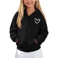 thumbnail image 3 of Kiijoy Girls Zip Up Fleece Hoodie Casual Active Long Sleeve Sweatshirt, Black, Sizes 5-14, 3 of 8