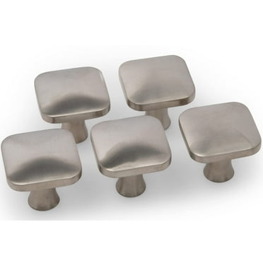 Aviano Satin Nickel Cabinet Hardware Square Knob 1-1/8" - 5 Pack