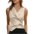 thumbnail image 2 of Royisotas Women Tank Tops Casual Dressy V Neck Satin Sleeveless Top Trendy Solid Color Button Office Blouses, 2 of 8