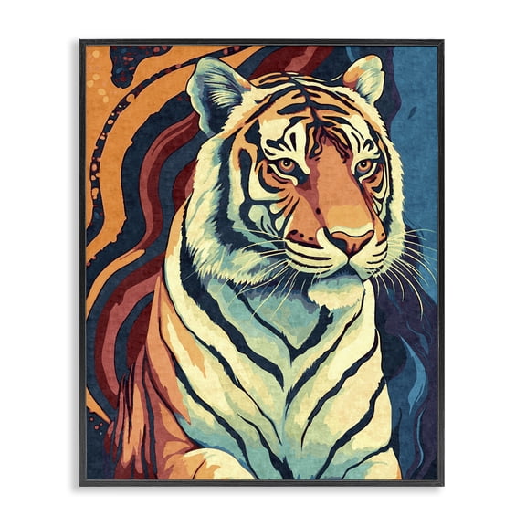 Stupell Industries Modern Wild Tiger Black Framed Giclee Art, 11 x 14, by Ziwei Li