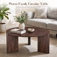 thumbnail image 4 of Aitjunz 33" Round Coffee Table, Modern Wood Center Table with Unique Pedestal Base for Living Room, Brown, 4 of 8