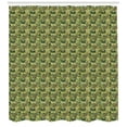 thumbnail image 2 of Khaki Shower Curtain, Jumble of Camouflage Like Pattern with Stars and Plane Pictographs Manly Style, Fabric Bathroom Set with Hooks, 69W X 84L Inches Extra Long, Multicolor, by Ambesonne, 2 of 2