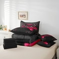 thumbnail image 5 of Manfei Neon Gamepad Bedding Twin Size,Modern Geometric Honeycomb Comforter Sets with Sheets,Red Black Bedding Sets Twin Size For Boys Kids,Super Cozy Bedroom Decor Reversible,7pcs, 5 of 7