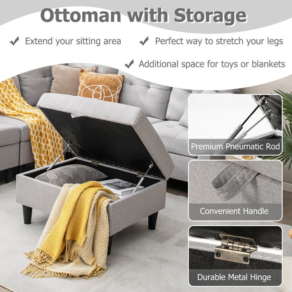 Finihen L-shaped Sectional Sofa Couch, Upholstered L-shaped Sectional Couch, L-shaped Sectional Corner Sofa Set with Storage Ottoman, for Living Room, Gray Finihen L-shaped Sectional Sofa Couch, Upholstered L-shaped Sectional Couch, L-shaped Sectional Corner Sofa Set with Storage Ottoman, for Living Room, Gray