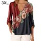 thumbnail image 1 of Blusa Camisa con cuello en V y estampado floral Blusa suelta de manga larga Top de mujer, Rojo, 3XL AweSitey AP002021-22, 1 of 5