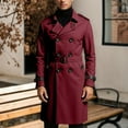 thumbnail image 3 of Aihuaihua Men's Overcoat Trench Coat Long Trench Coat Vacation Daily Fall Winter Polyester Windproof Soft Outerwear Clothing Apparel Fashion Classic Plain Red XXXXL, 3 of 6