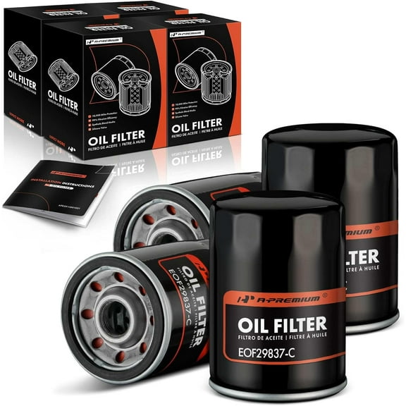 A-Premium 4-PC 10K Miles Protection Spin On Oil Filter Compatible with Chevy Malibu, Impala, Colorado, Suburban 1500/2500 & Buick LaCrosse & Cadillac & GMC & Hummer & Isuzu & Pontiac & Saab & Saturn