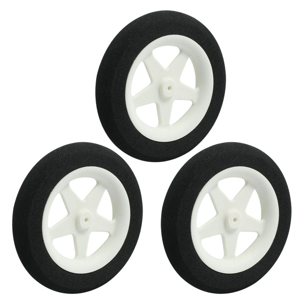 3pcs RC Model Aircraft Plastic Hub Thin Sponge Spoke Wheel Tire 63