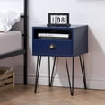 thumbnail image 3 of VECELO Set of 2 Nightstand with Drawer and Open Shelf, Modern Side Table for Living Room/Bedroom/Office, Dark Blue, 3 of 8
