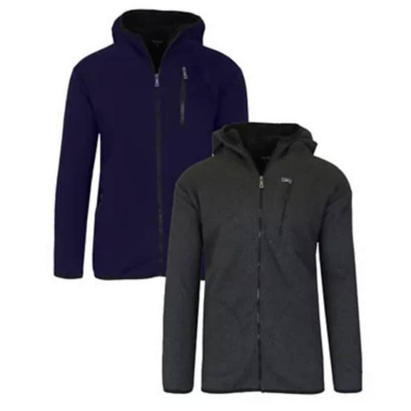 Blu Rock Men's Tech Sherpa Fleece-Lined Zip Hoodie With Chest Pocket, Size XL