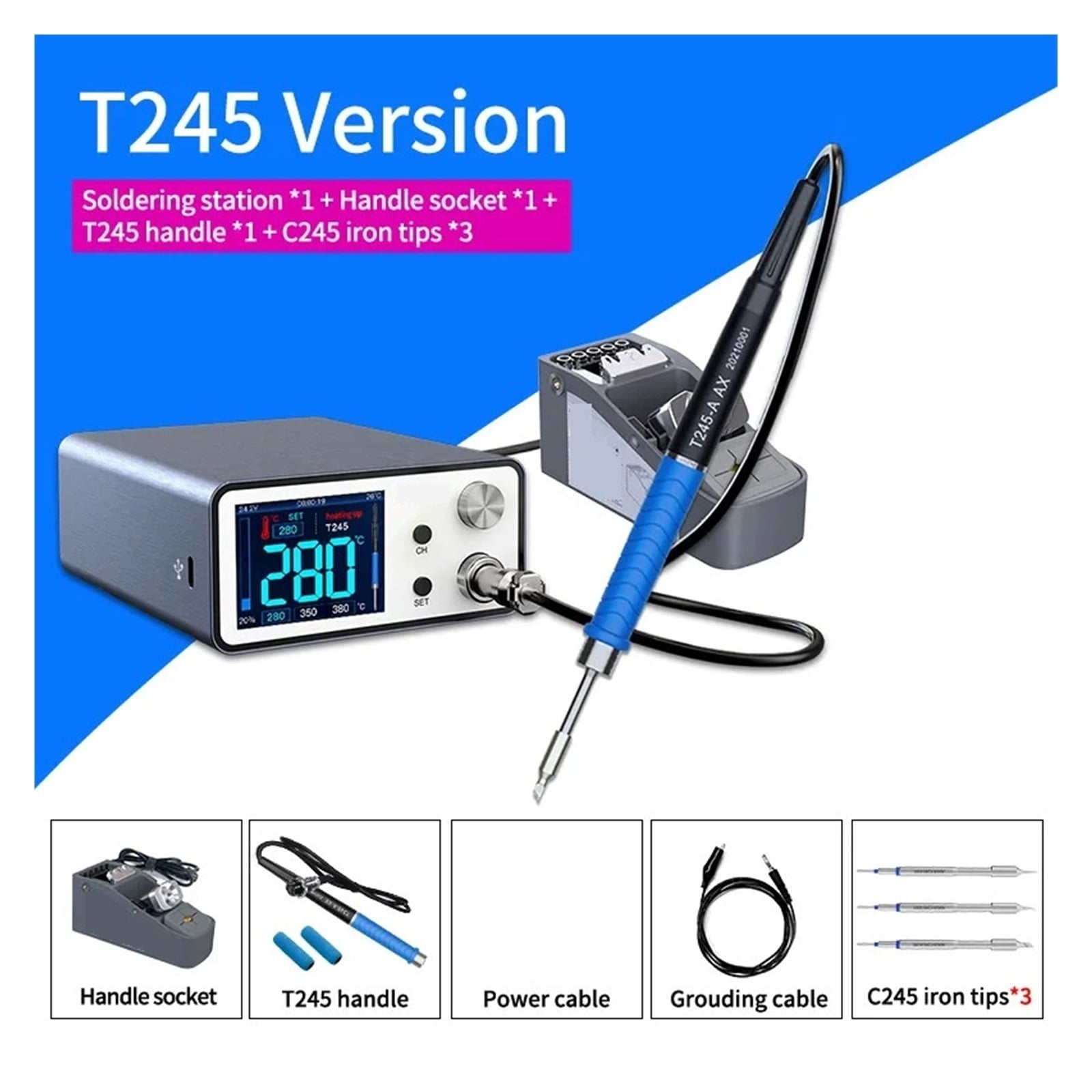 T3A Intelligent Soldering Station Applicable To T245 Handle Welding Pen For Phone BGA Soldering Iron Repair Tools ,Fast Heating