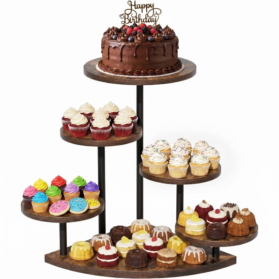 6 Tier Cake Stand Holds 102 Cupcakes BECOKOME Wooden Cupcake Stand Dessert Table Display Set for Party Wedding Birthday