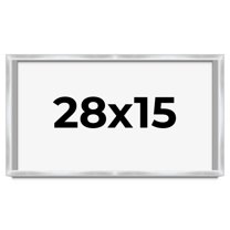 28x15 Frame Silver Whitewashed Wood Grain Solid Wood Shadow Box | 0.75 Inch Moulding Width | 0.75