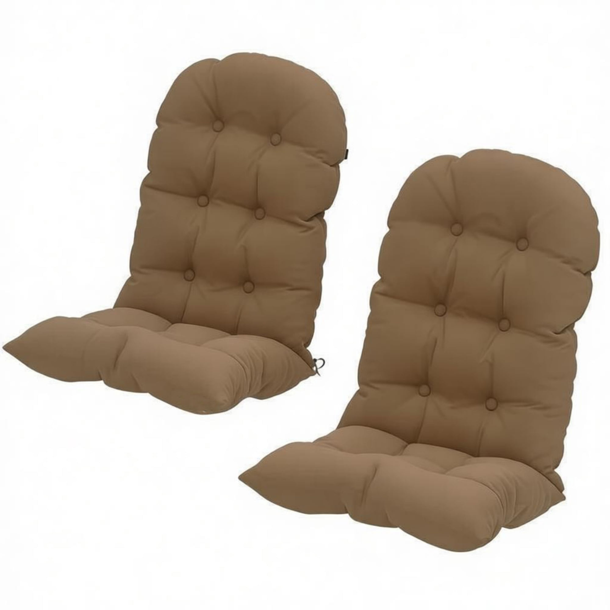 2 Pack Adirondack Chair Cushions Khaki 3.9 Inch Thick Seat & Back Cushion, Tufted UV Splash Resistant Polyester Patio Chair Pad with Secure Tie Straps