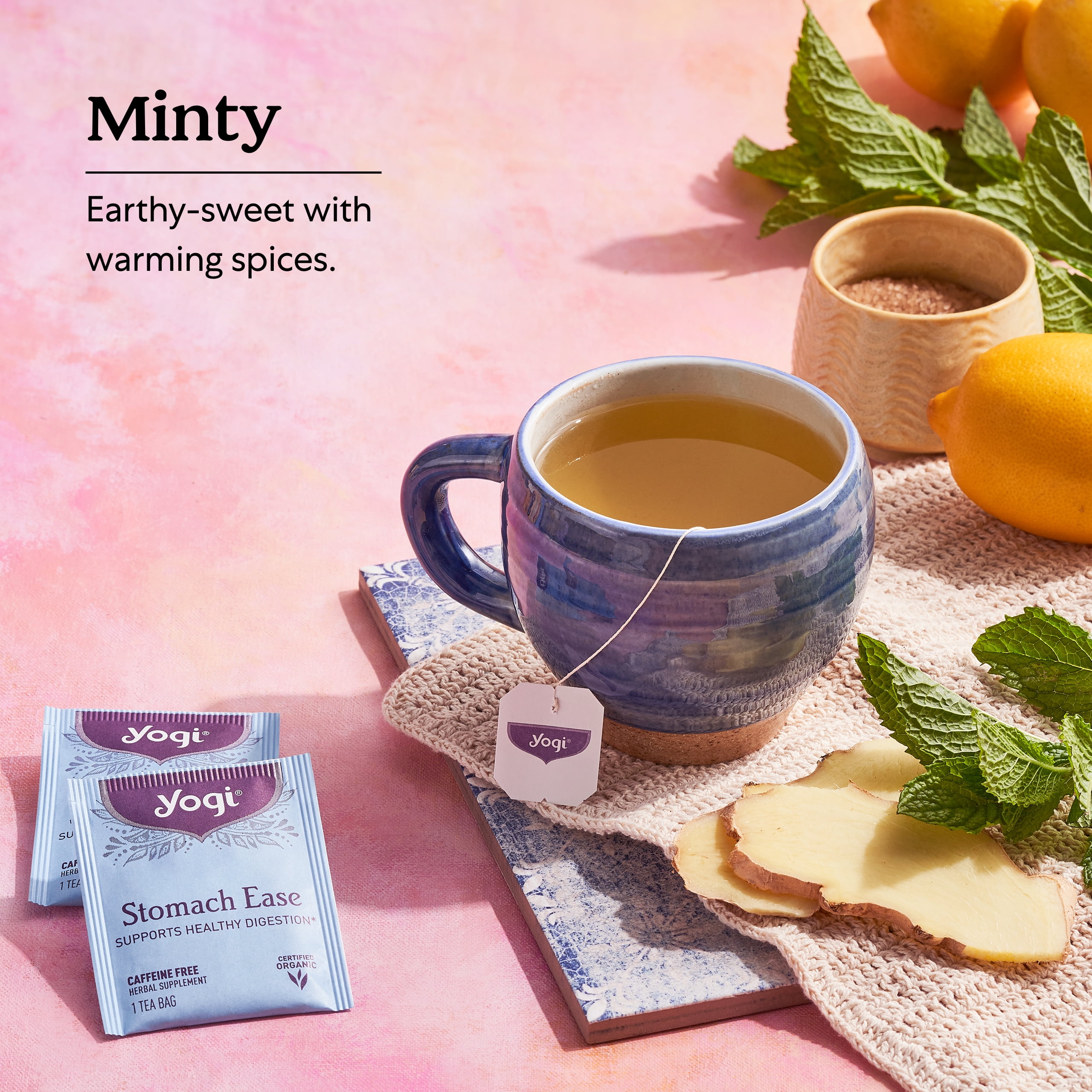 Yogi Tea - Stomach Ease (6 Pack) - Supports Healthy Digestion with Fennel, Peppermint, Licorice, and Ayurvedic Herbs - Caffeine Free - 96 Organic Herbal Tea Bags