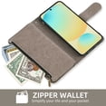 thumbnail image 3 of Compatible with Samsung Galaxy S24 FE 5G Wallet Phone Case and Tempered Glass Screen Protector Flower Faux Leather Flip Credit Card Holder Stand Zipper Cell Cover for S 24 EF S24FE 24S Women Grey, 3 of 8