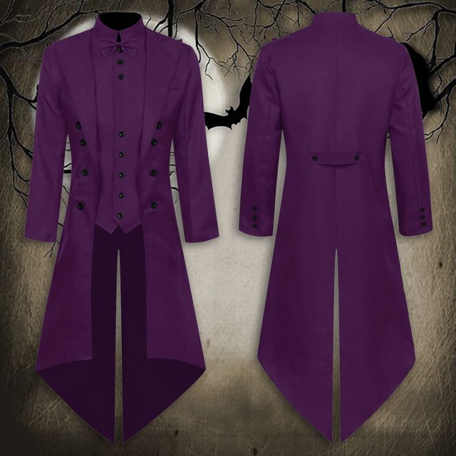 Vêtements Halloween Smoking Rétro Mi-Long Manteau Punk pour Fêtes et Événements