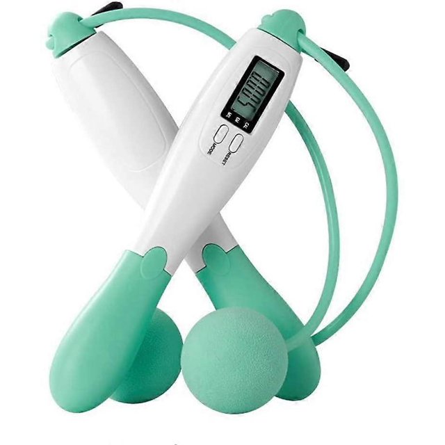 Cuerda de Saltar KAIYANG con Conteo Digital Longitud Ajustable y Pelota Inalámbrica Azul y Verde