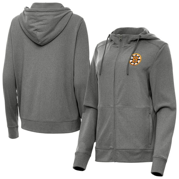 Women's Antigua Heather Black Boston Bruins Seeker Full-Zip Hoodie