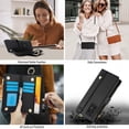 thumbnail image 5 of ELEHOLD For Samsung Galaxy Note 20 Ultra Phone Case Leather Crossbody Zipper Card Wallet Flip Case Kickstand Cover, with Ring Holder,Full Body Protection-Black, 5 of 7
