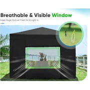 Quictent Privacy 10’x10’ Pop up Canopy Tent Enclosed Instant Gazebo Shelter with Sidewalls and Mesh Windows Waterproof (Black)