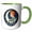 Green/White, variant on 3drose, Wayne Male Name, Moon, Man, and a Gray Wolf Head. Art Gift for a Man, 15oz Mug