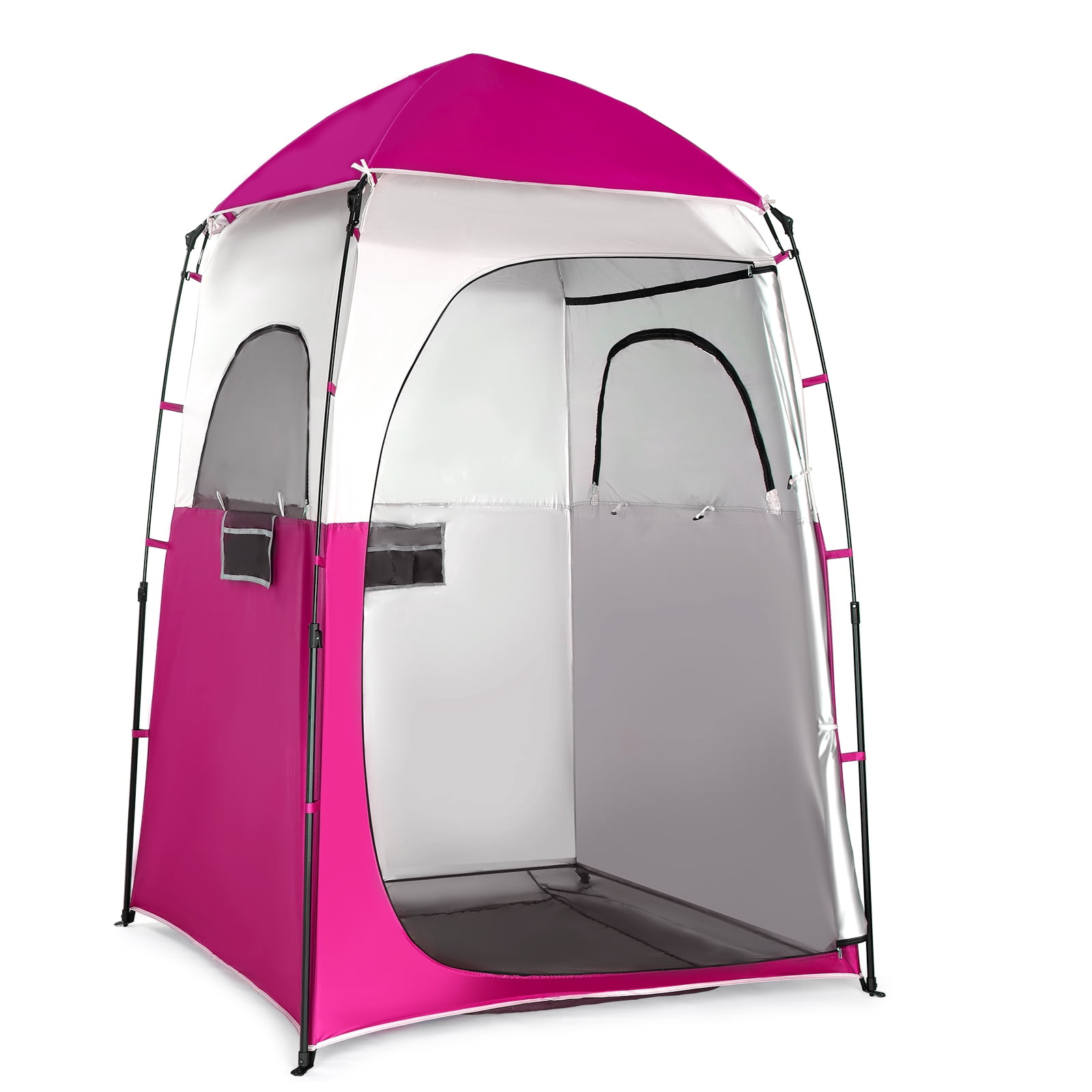 UBesGoo Portable Pop-Up Shower & Changing Tent - Quick Setup Dressing Room for Beach, Hiking & Studio Use (Shocking Pink & White)