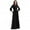 Black, variant on Plus Size Dress for Women Women Summer Party Dress Lantern Sleeve Solid Long Dresses with Belt Wine 12(XXL)
