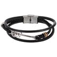 thumbnail image 1 of 1 pieza de pulsera de punto de cuero PU suave punk a la moda, diseño de guitarra, brazalete multicapa (negro), 1 of 4