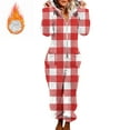 thumbnail image 5 of Tnhcen Women's Plaid Fleece Onesie Hooded Footed Pajamas for Women Winter One-Piece Pajamas Warm Sleepwear Loungewear with Pockets S-2XL Wine, 5 of 7