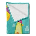 thumbnail image 2 of Avocado Soft Flannel Fleece Throw Blanket, Illustration of 2 Avocados Playing Volleyball at the Beach Happy Summer Theme, Cozy Plush for Indoor and Outdoor Use, 50" x 60", Multicolor, by Ambesonne, 2 of 5