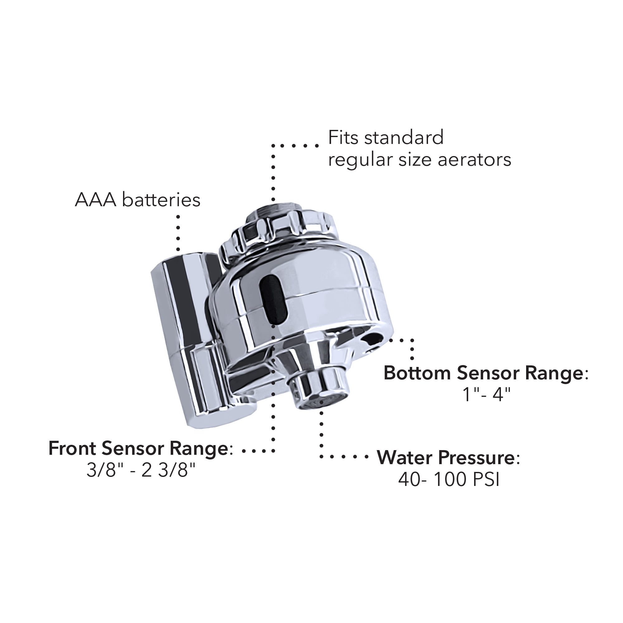 Alfi Trade WH-TA1301 Whitehaus Eco-Friendly Touchless Faucet Aerator with Smart Sensor, Polished Chrome