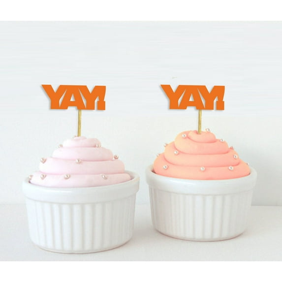 Darling Souvenir, YAY! Year Cupcake Toppers, Birthday/ Wedding/ Graduation Party/ Baby Shower Dessert Decorations - Pack Of 20