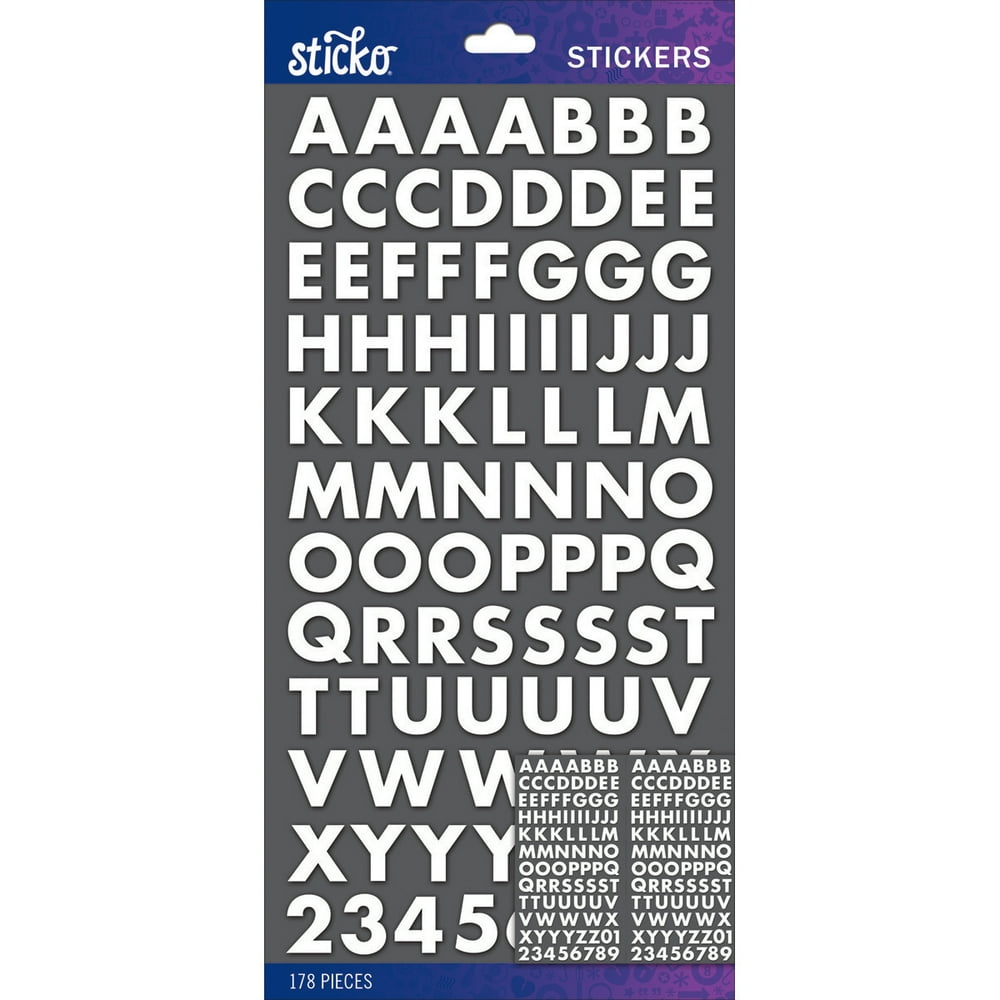 Sticko Alphabet Stickers-White Futura Bold Small - Walmart.com