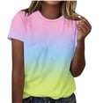 thumbnail image 6 of Ichuanyi Womens Summer Tops Trendy Gradient Color Print Short Sleeve Tshirts Shirts Crew Neck T Shirts Fashion, 6 of 7