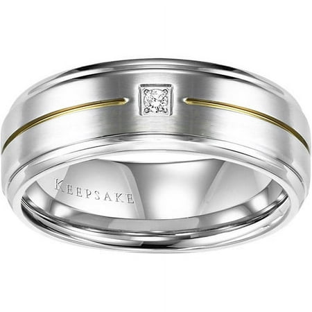 Men's Callum Diamond Accent Stainless Steel Wedding Band, 8mm