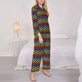 thumbnail image 3 of Picia Rainbow Chequerboard Pattern Women’s Long-Sleeve Sleepwear Set - Soft 2-Piece Loungewear with Pockets, Comfy PJs for Relaxing Nights-X-Large, 3 of 7