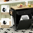 thumbnail image 6 of ANPOO Rolling Kitchen Island with Drop Leaf, Tilt Out Kitchen Trash Cabinet 10 Gallon Storage, Kitchen Cart Island with Rubber wood Top, Spice Rack and Drawers(Black), 6 of 8