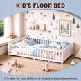 thumbnail image 4 of Bellemave Queen Montessori Floor Bed Frame with Fence and Door, Wood Queen Size Flooe Bed with Safety Guardrail, Removable Slats, Kids Montessori Beds for Boys Girls, White, 4 of 13