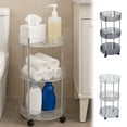 thumbnail image 7 of kladzum Multi-Layer Storage Rolling Cart Movable Storage Shelves, Portable Round Storage Carts with Wheels Transparent Storage Cart for Kitchen, Bathroom, Living Room, 3-Tier, 7 of 7