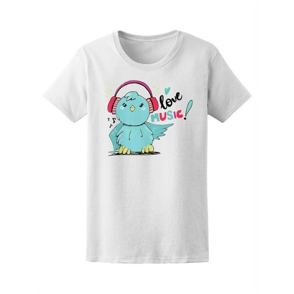 Cute Blue Bird Love Music  Tee Women's -Image by Shutterstock