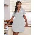 thumbnail image 3 of Ekouaer Nightgowns for Women Button Down V Neck Sleepshirt Short Sleeve Nursing Dress, 3 of 6