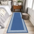 thumbnail image 5 of Dark Blue Greek Key Large Area Rugs for Bedroom Living Room, Soft Non Slip Carpet Bedside Rug, Geometric Greece Ancient Farmhouse Geo Rectangular Floor Cover Kitchen Accent Rug 2'x6' for Office, 5 of 9