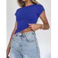 thumbnail image 2 of Crop Workout Tops for Women Pack Summer Short Sleeve Gym Athletic Compression Shirts Cute Tight Basic Tops Tee, 2 of 6